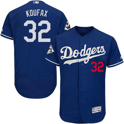 Dodgers #32 Sandy Koufax Blue Flexbase Authentic Collection World Series Bound Stitched MLB Jersey - Click Image to Close
